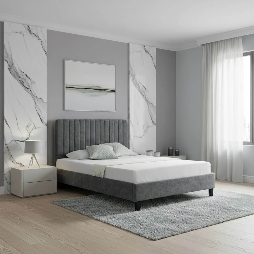 Livingstone Fabric Bed Grey