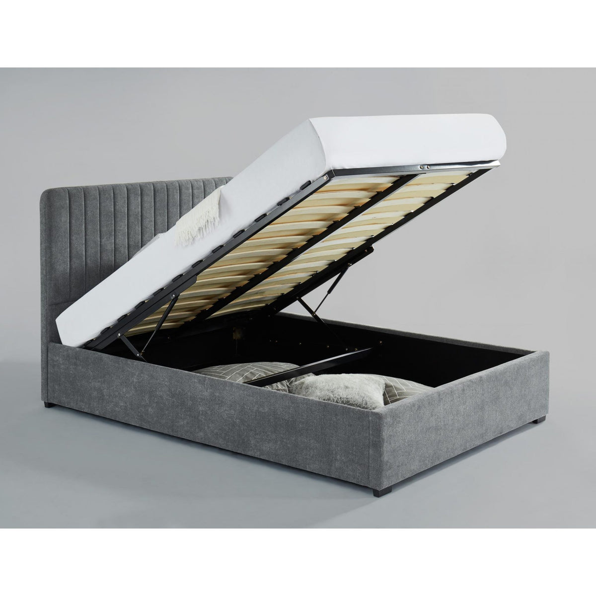 Livingstone Storage Fabric Bed Grey