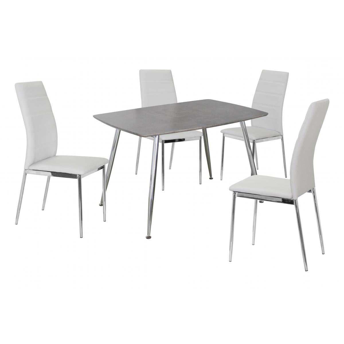 Lynx PU Chairs Chrome & White (Set of 4)