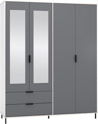 Madrid 4 Door 2 Drawer Mirrored Wardrobe