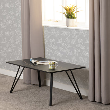 Marlow Coffee Table - Black Marble Effect/Black