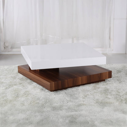 Malawi High Gloss Moveable Coffee Table White & Walnut - Walnut, White