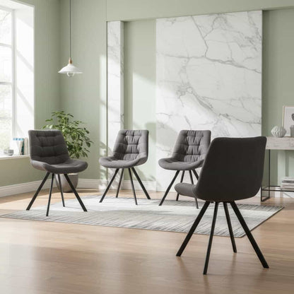 Malta Special Fabric Dining Chair Grey & Black - Black, Grey (Set of 2)