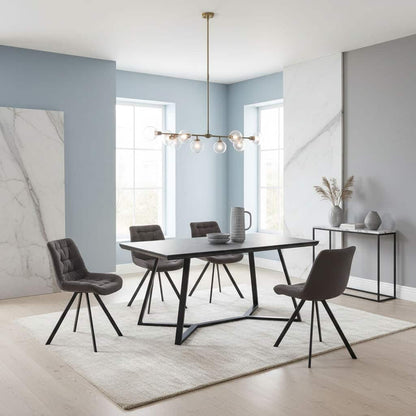 Malta Special Fabric Dining Chair Grey & Black - Black, Grey (Set of 2)