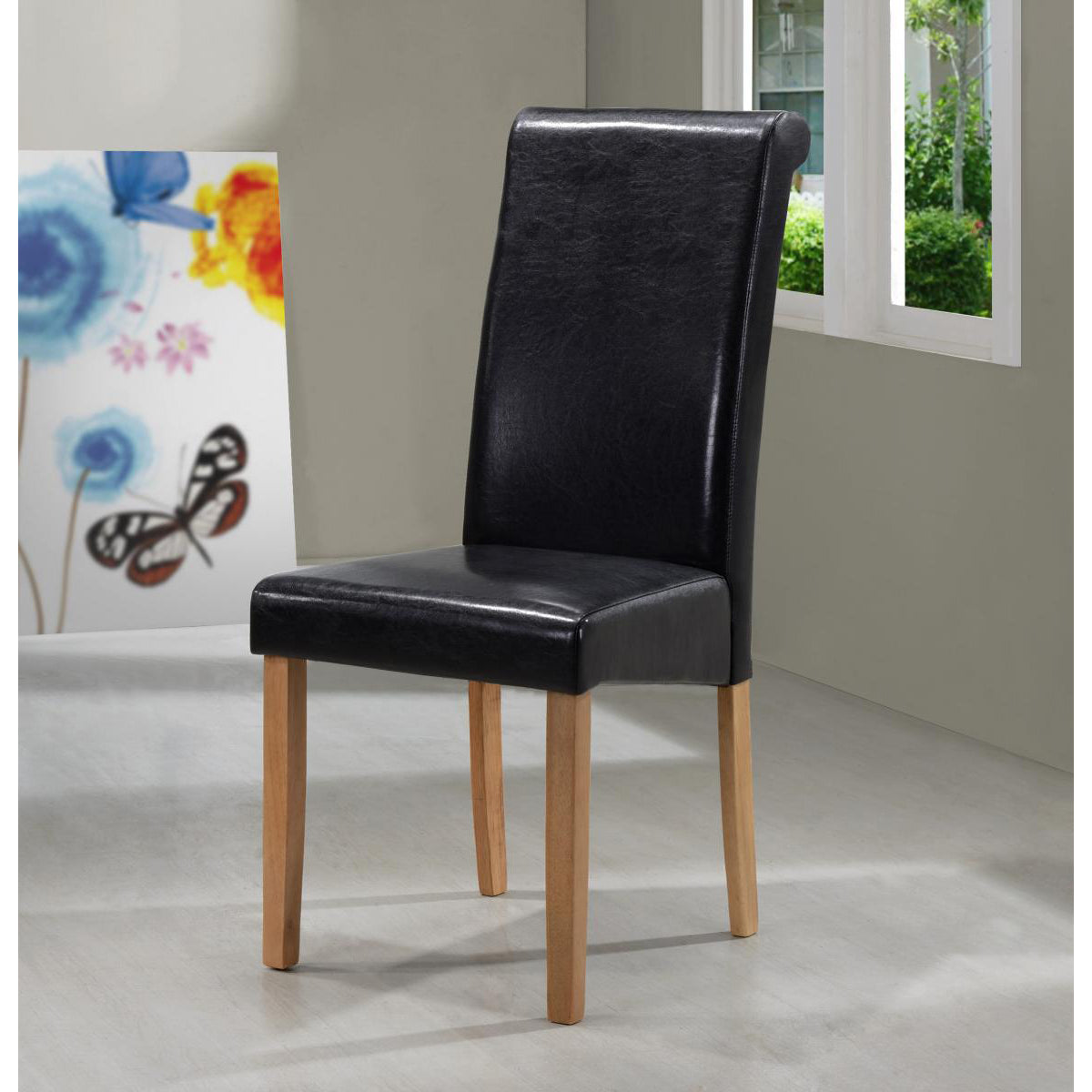 Marley PU Solid Rubberwood Chair - Brown (Set of 2)