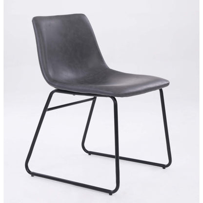 Meadow PU Dining Chair Black & Grey (2s) - Black, Grey (Set of 2)
