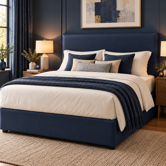 Blue PU Leather Headboard