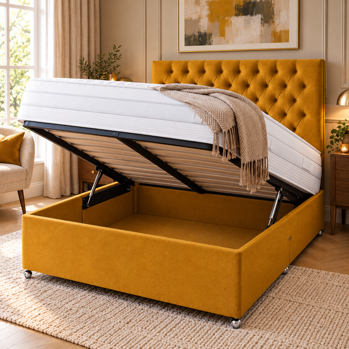 Plush Mustard Ottoman Bed