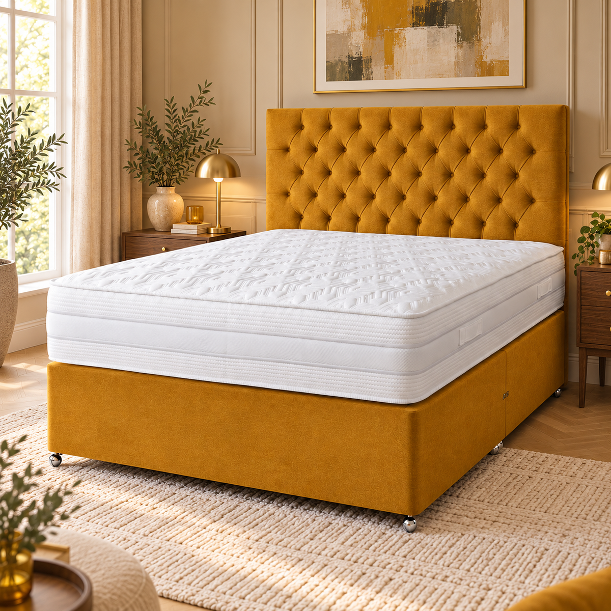 Plush Mustard Divan Bed