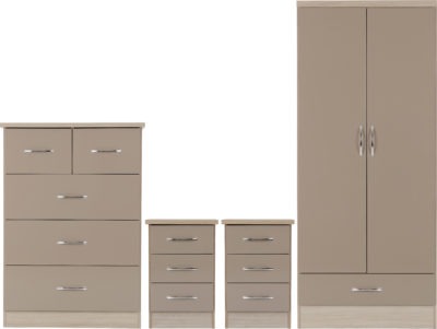 Nevada 2 Door 1 Drawer Wardrobe Bedroom Set