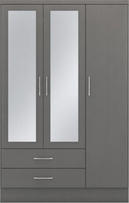 Nevada 3 Door 2 Drawer Mirrored Wardrobe