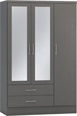 Nevada 3 Door 2 Drawer Mirrored Wardrobe