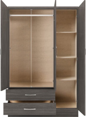 Nevada 3 Door 2 Drawer Mirrored Wardrobe