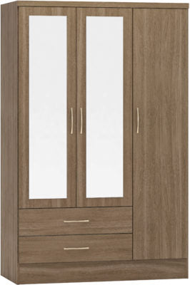 Nevada 3 Door 2 Drawer Mirrored Wardrobe