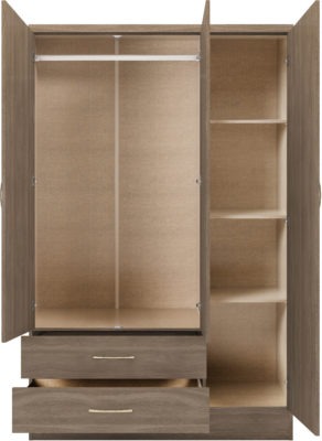 Nevada 3 Door 2 Drawer Mirrored Wardrobe