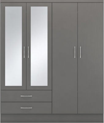 Nevada 4 Door 2 Drawer Mirrored Wardrobe