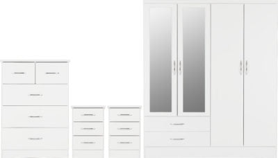 Nevada 4 Door 2 Drawer Mirrored Wardrobe Bedroom Set