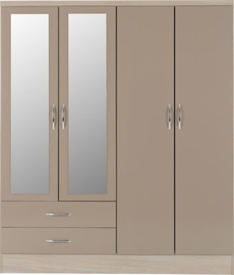 Nevada 4 Door 2 Drawer Mirrored Wardrobe