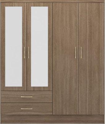 Nevada 4 Door 2 Drawer Mirrored Wardrobe