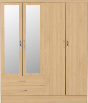 Nevada 4 Door 2 Drawer Mirrored Wardrobe