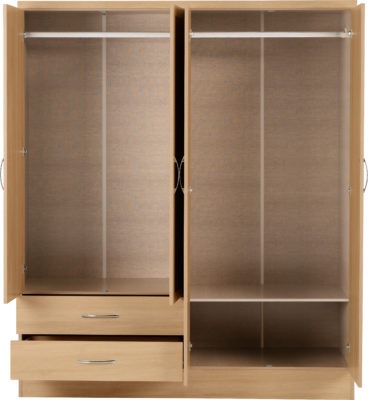 Nevada 4 Door 2 Drawer Mirrored Wardrobe