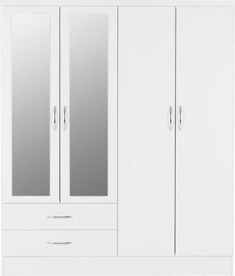 Nevada 4 Door 2 Drawer Mirrored Wardrobe