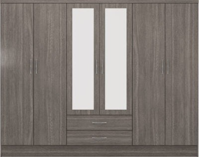 Nevada 6 Door 2 Drawer Mirrored Wardrobe