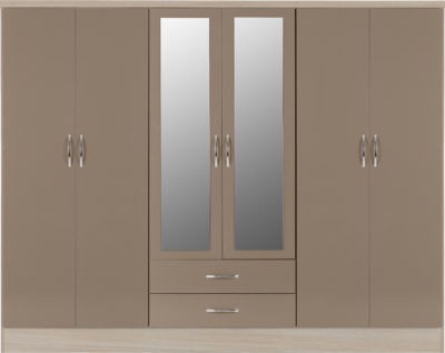 Nevada 6 Door 2 Drawer Mirrored Wardrobe