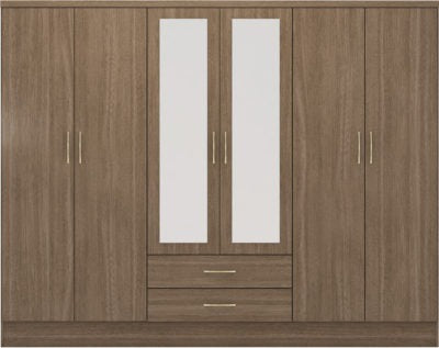 Nevada 6 Door 2 Drawer Mirrored Wardrobe