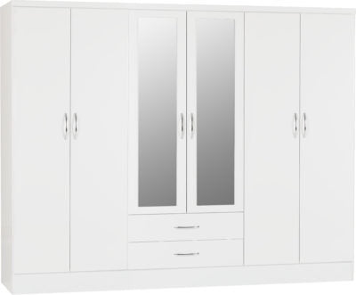 Nevada 6 Door 2 Drawer Mirrored Wardrobe