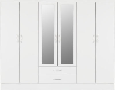 Nevada 6 Door 2 Drawer Mirrored Wardrobe