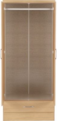 Nevada Mirrored 2 Door 1 Drawer Wardrobe