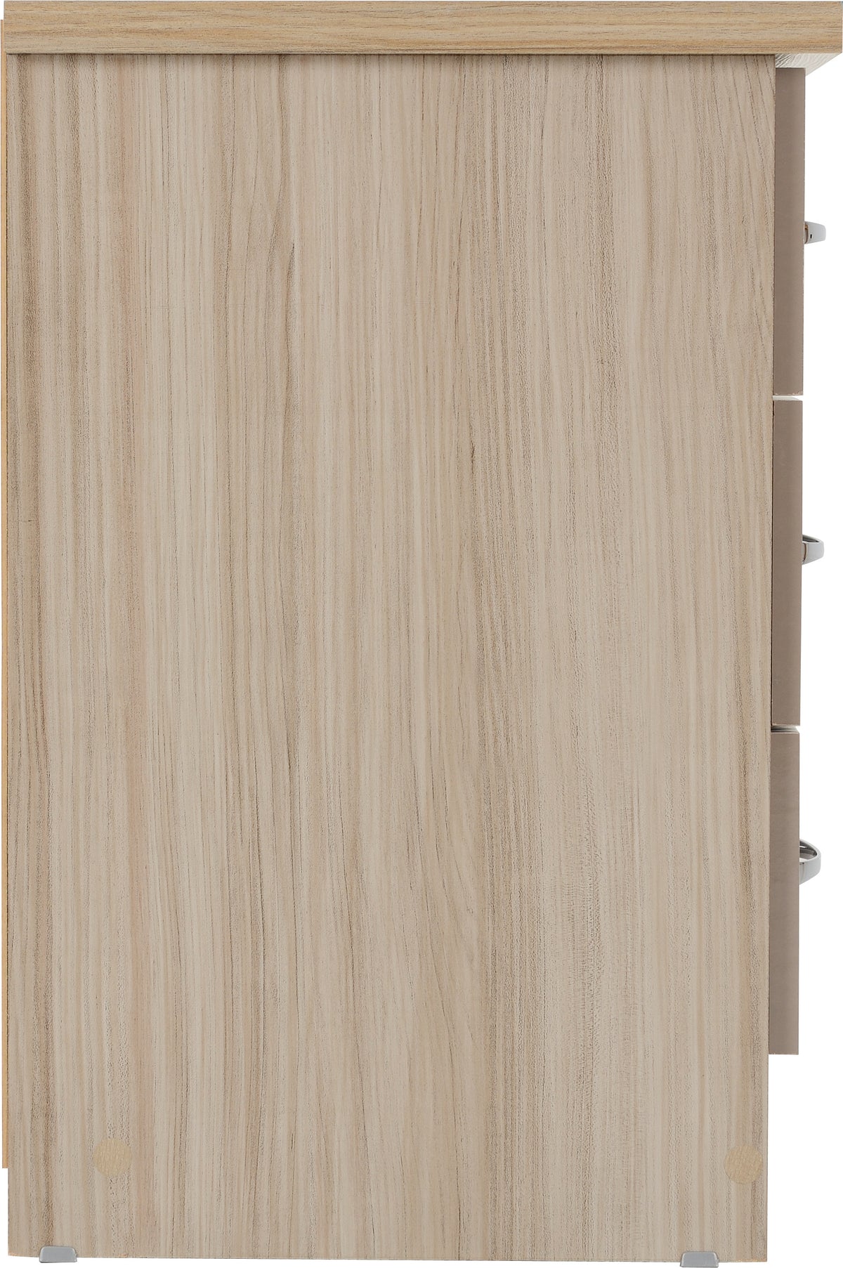 Nevada 3 Drawer Bedside - Oyster Gloss/Light Oak Effect Veneer