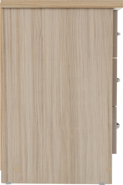Nevada 3 Drawer Bedside - Oyster Gloss/Light Oak Effect Veneer