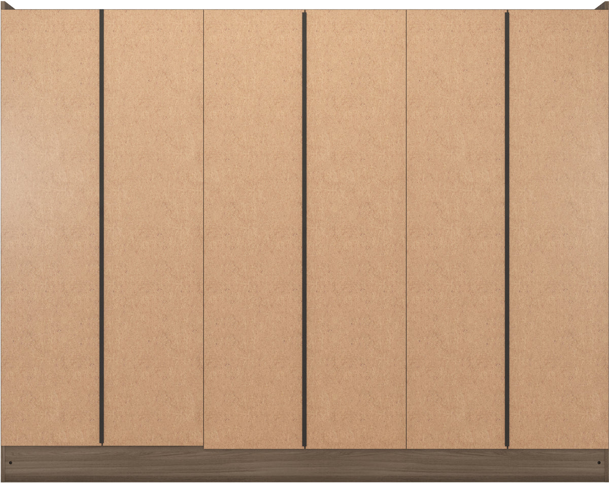 Nevada 6 Door 2 Drawer Mirrored Wardrobe - Rustic Oak Effect