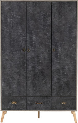 Nordic 3 Door 3 Drawer Wardrobe