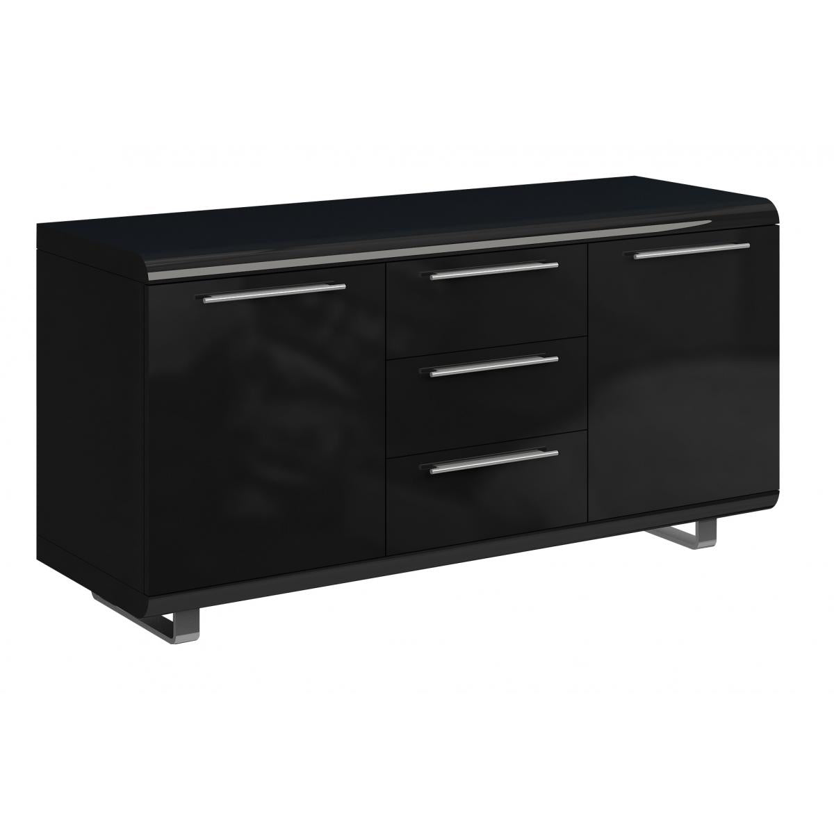 Newline High Gloss Sideboard Large 2 Doors & 3 Drawers - Black