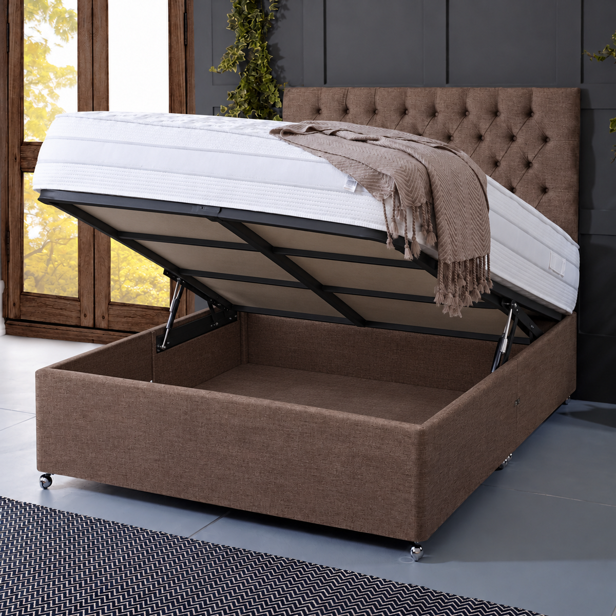 Ascot Brown Ottoman Bed