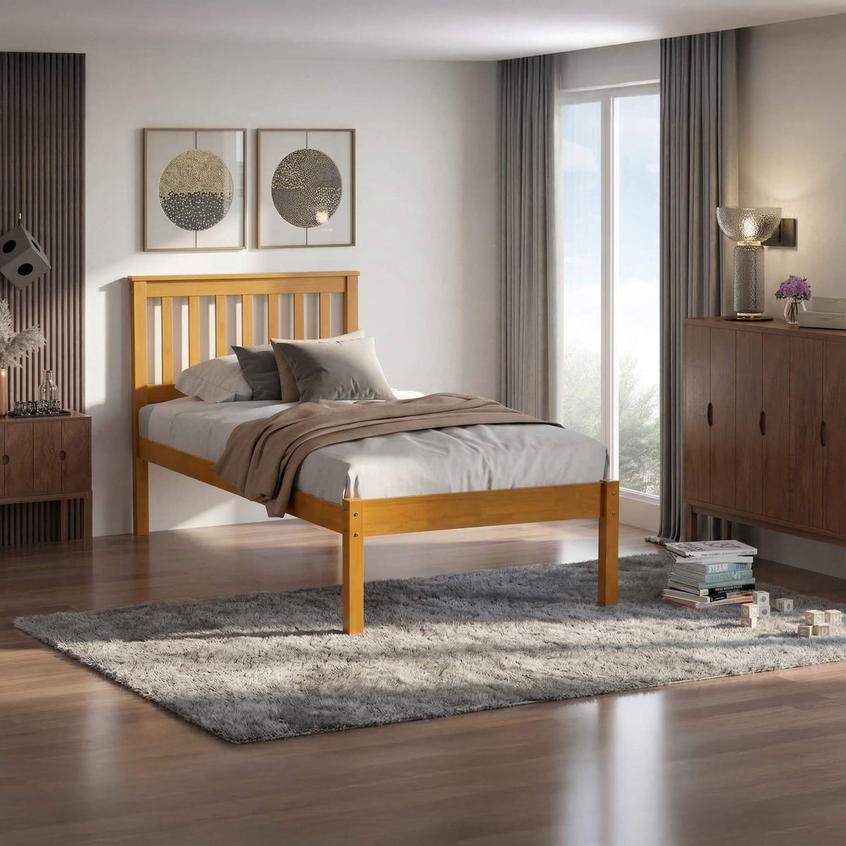 Otto Single Wooden Bed - Antique Pine