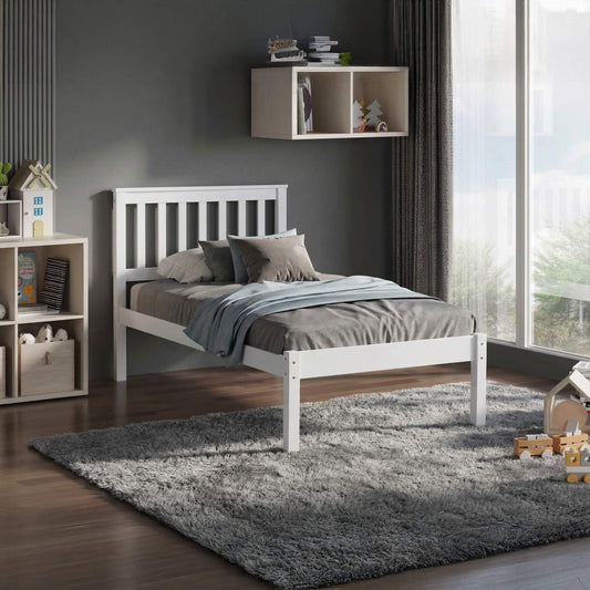 Otto Single Wooden Bed - White
