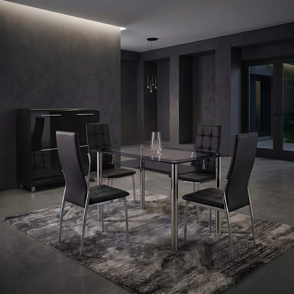 Oyster PU Chairs (4s) - Grey &amp; Chrome (Set of 4)