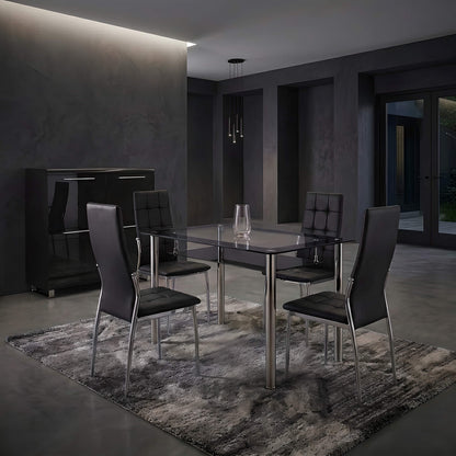 Oyster PU Chairs (4s) - Grey &amp; Chrome (Set of 4)