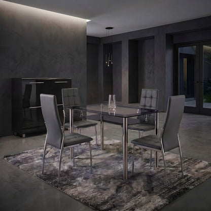 Oyster PU Chairs (4s) - Grey &amp; Chrome (Set of 4)