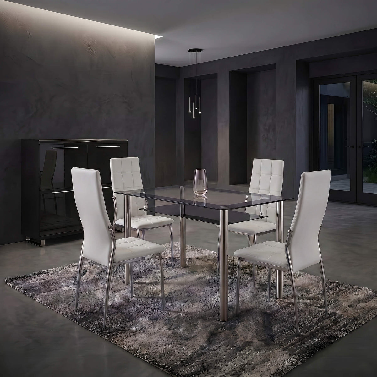 Oyster PU Chairs (4s) - White &amp; Chrome (Set of 4)