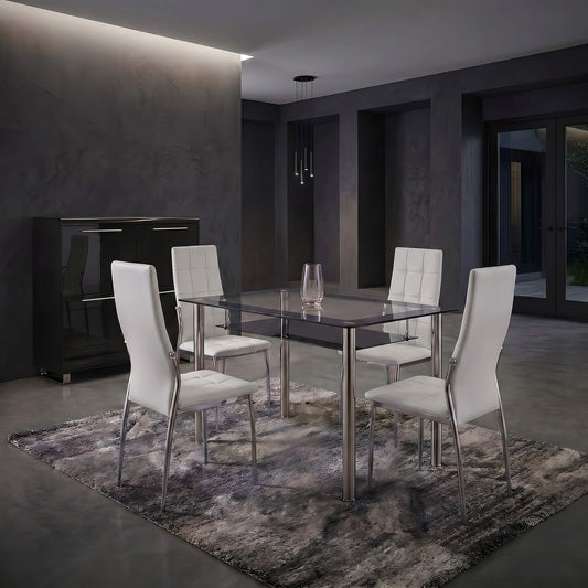 Oyster PU Chairs (4s) - White &amp; Chrome (Set of 4)