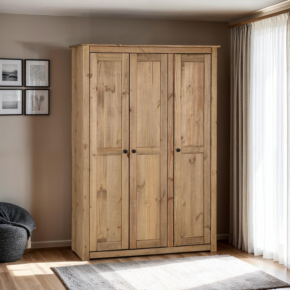 Panama 3 Door Wardrobe - Natural Wax