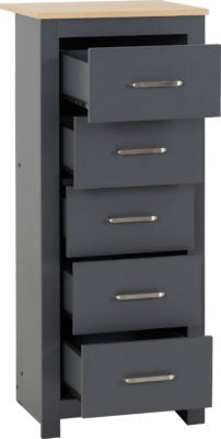 Portland 5 Drawer Narrow Chest