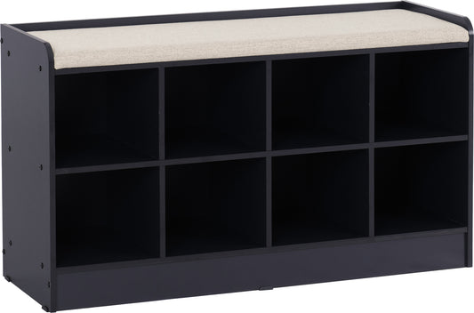 Portland Shoe Bench - Navy Blue/Cream Fabric