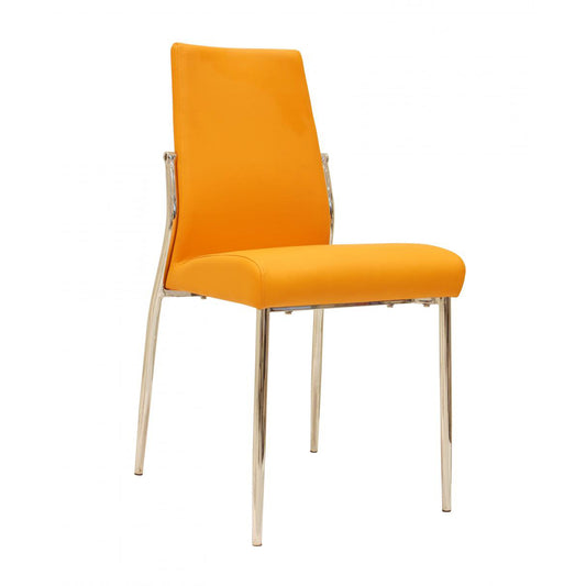Renzo PU Chairs Chrome - Orange (Set of 4)