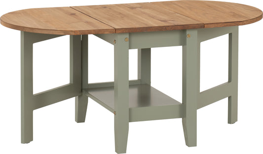 Santos Drop Leaf Coffee Table - Green/Distressed Waxed Pine